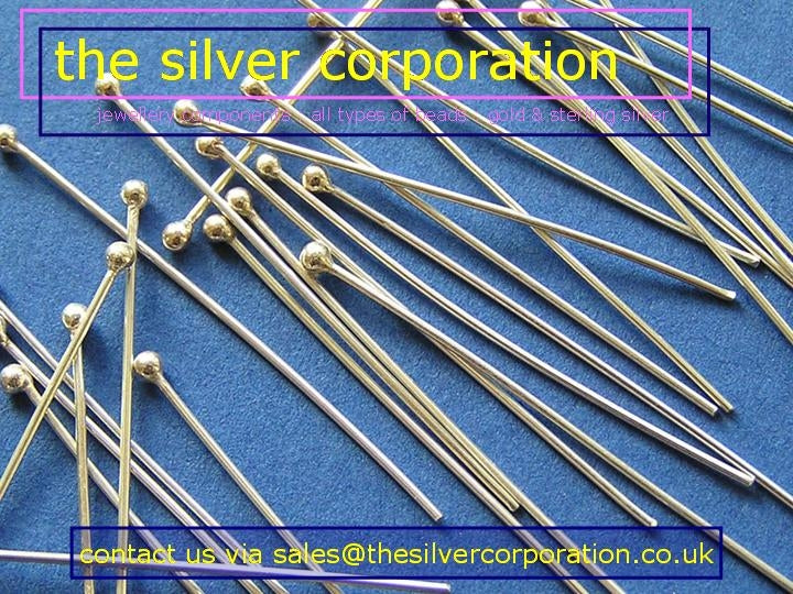 Sterling silver ball-ended head pins, 1.5mm ball, 50mm