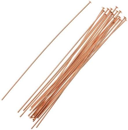 14K Rose Gold Filled Head Pins 2 Inches / 24 Gauge Thick (20 Pieces)