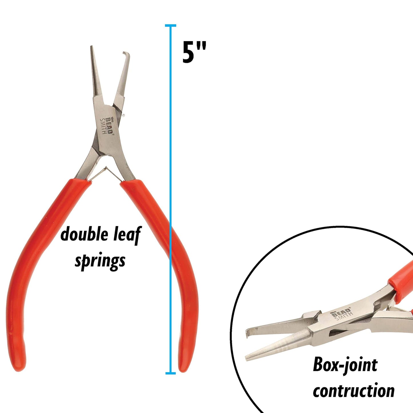 The Beadsmith Split Ring Pliers - Easily Opens Split Rings to Attach Findings, 5 Inches (127 mm), w/Double Leaf Springs, Use with Any Size