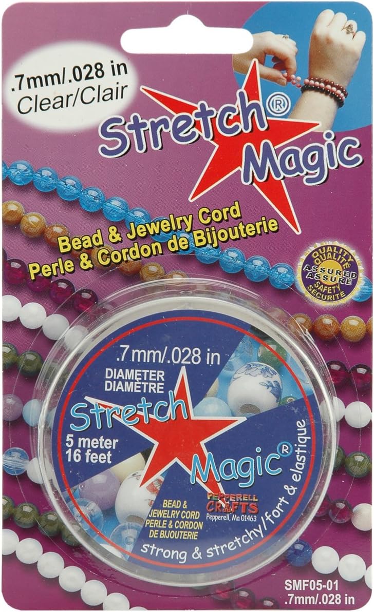 Stretch Magic Elastic Beading Cord – 0.7 mm (Clear) ∙ 5 Metre Spool – Jewellery Stringing Elastic