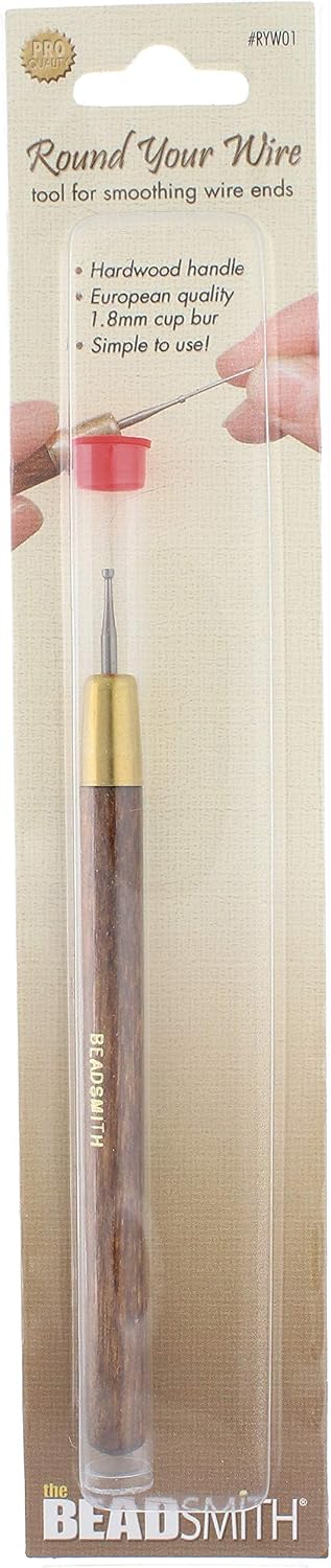 Beadsmith Round Your Wire Tool with 1.8 mm Cup Bur – 5″ Wire Shaping & Finishing Tool