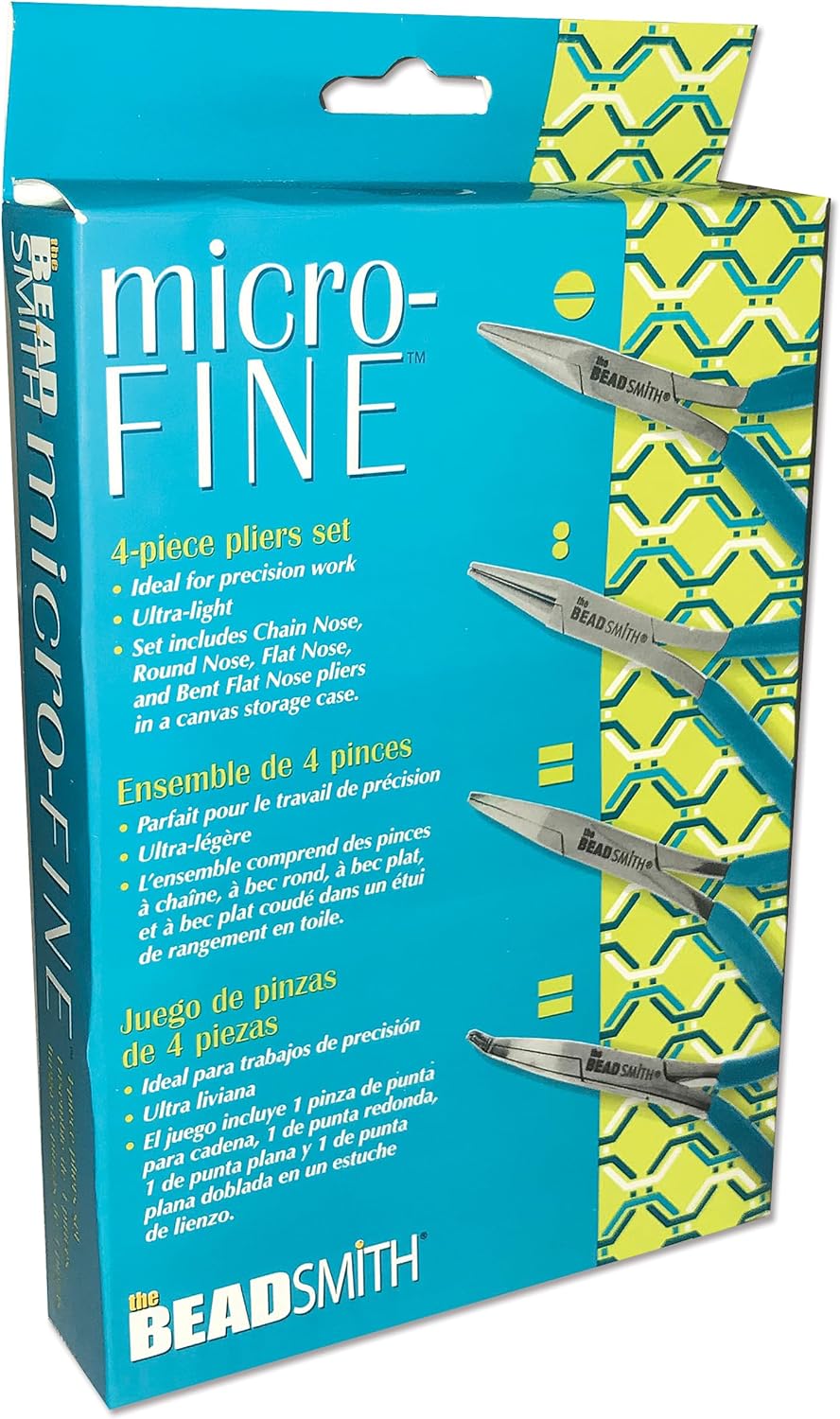 Beadsmith Micro-Fine 4 Piece Plier Set β Chain, Round, Flat & Bent Nose