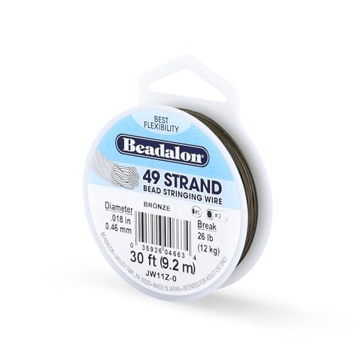 Beadalon 49 Strand Beading Wire Bronze 0.46mm – Nylon Coated Stainless Steel for Jewellery Making