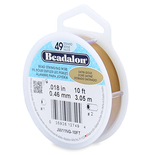Beadalon 49 Strand Beading Wire Satin Gold – Nylon Coated Stainless Steel for Jewellery Making