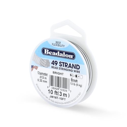 Beadalon 49 Strand Beading Wire Bright 0.33mm – Nylon Coated Stainless Steel for Jewellery Making