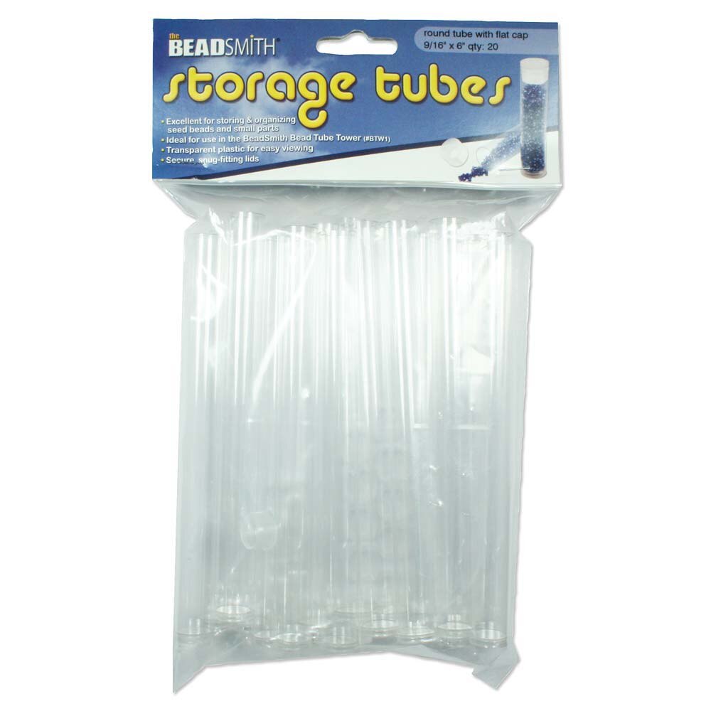 Beadsmith Clear Storage Tubes 6in – Pack of 20