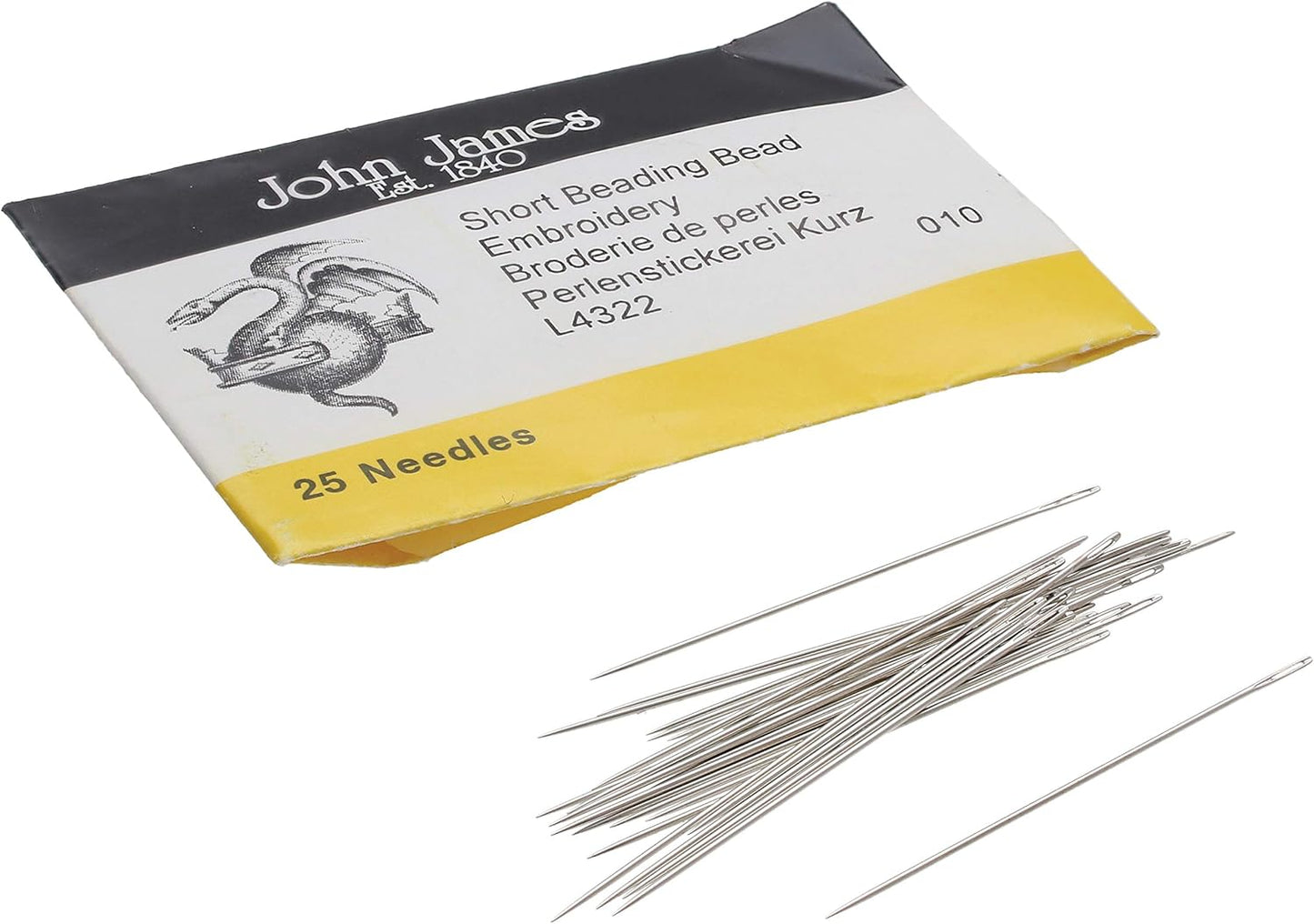 John James Short Beading Needles, Size 10, Pack of 25, Made