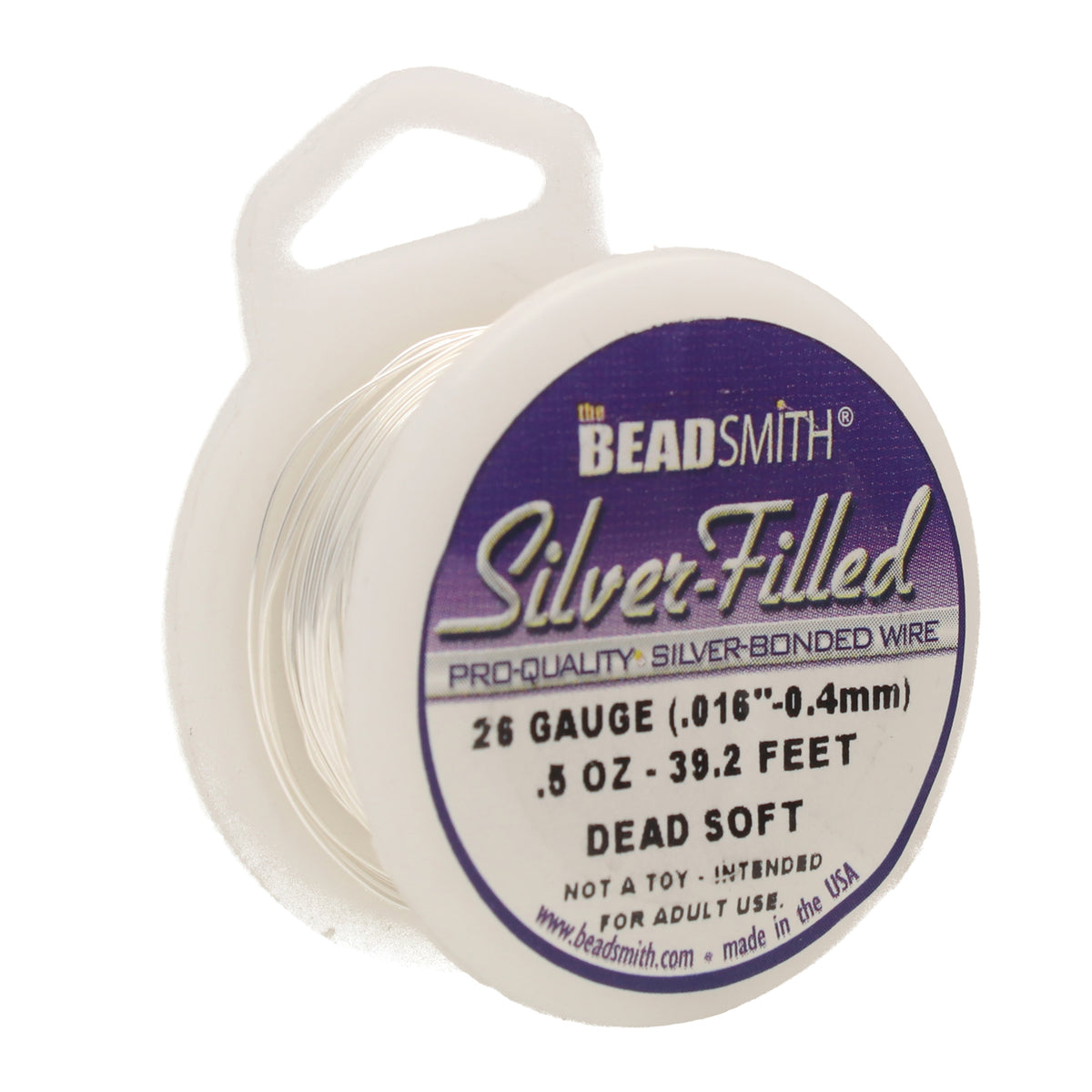 Beadsmith silver filled wire, 26 gauge, dead soft, 0.5 oz spool