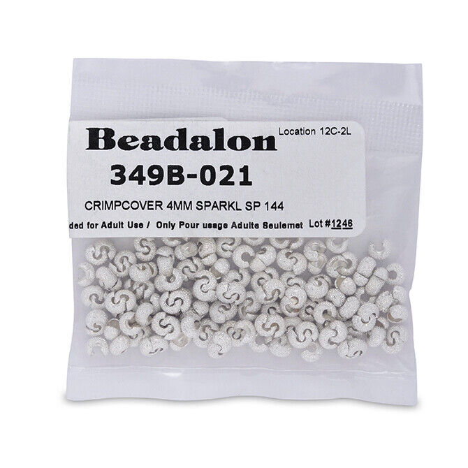 Beadalon Crimp Cover 4mm Sparkle Silver Plated - Pk 144