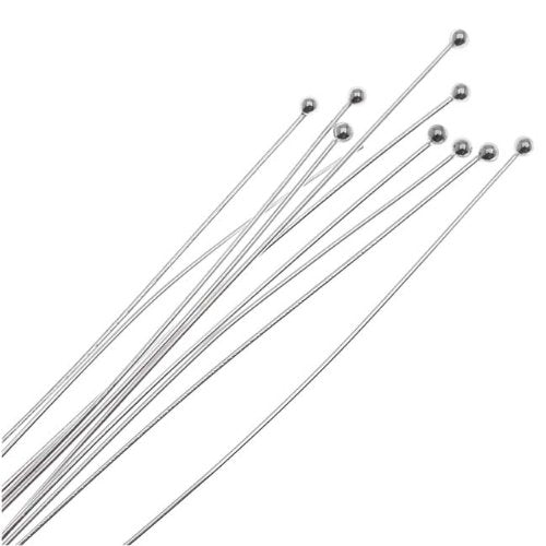 Jewellery Station Fancy Sterling Silver 1.5mm Ball Head Pins 24 Gauge 2 Inch (10)