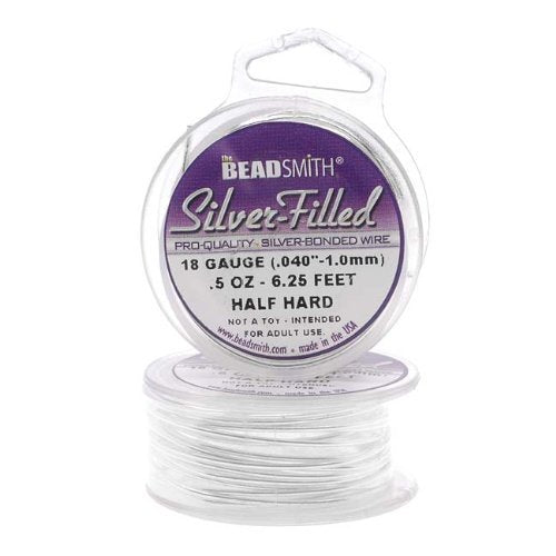 Silver Filled Wire - 18 Gauge Round Half Hard - 0.5oz (6.25 Feet) by Beadsmith