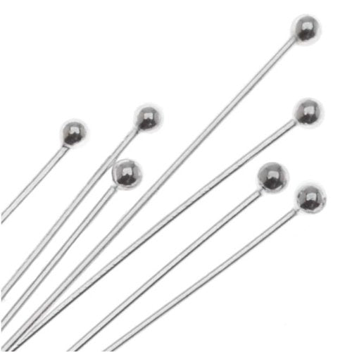 Fancy Sterling Silver 1.5mm Ball Head Pins 24 Gauge 2 Inch (10)