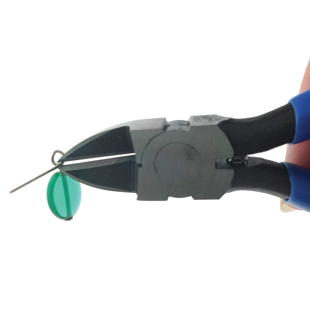 The Beadsmith EZ Cut Vanadium Steel Side Cutter, 4.5 inches (115mm), Blue and Black Cushion Grip, Spring Loaded Handle, Tool for Jewelry Making