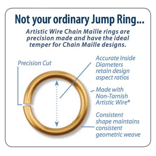 Artistic Wire Chain Maille Jump Rings Gold Color Non Tarnish Brass - 18 Ga/ID 3.18mm/130pc