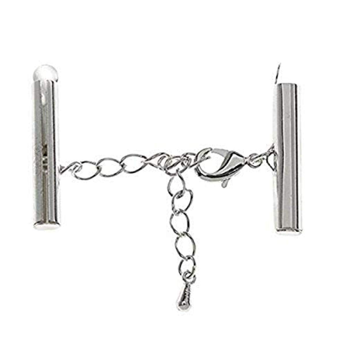 Beadalon 1-Inch Slide Connector with 2-Inch Lobster Extension Clasp, Silver Plated Electrophoretic Coating