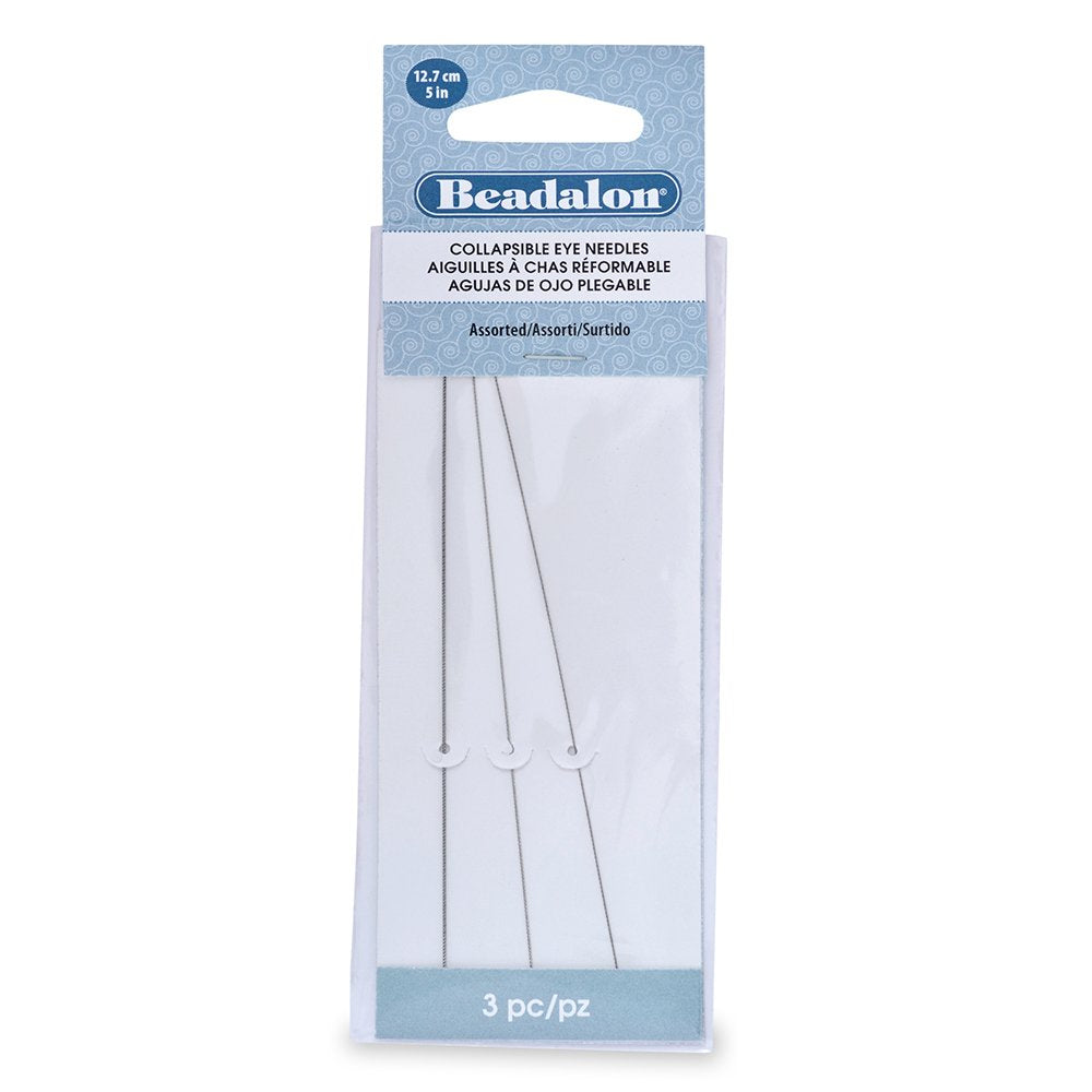 Beadalon 5-inch 3-Piece Collapsible Eye Needles, Assorted