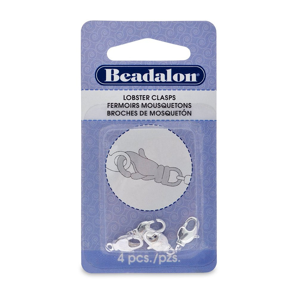 Beadalon Lobster 14 mm 4-Piece Swivel Clasp, Silver Plated
