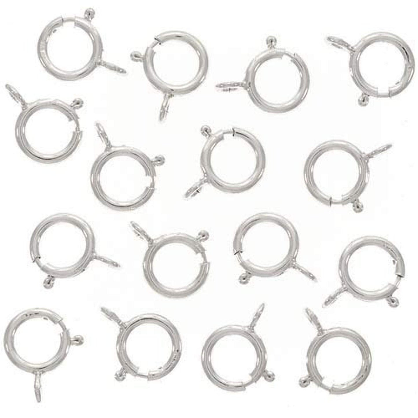 Sterling Spring Ring 10-Piece Round Clasps, 6mm, Silver