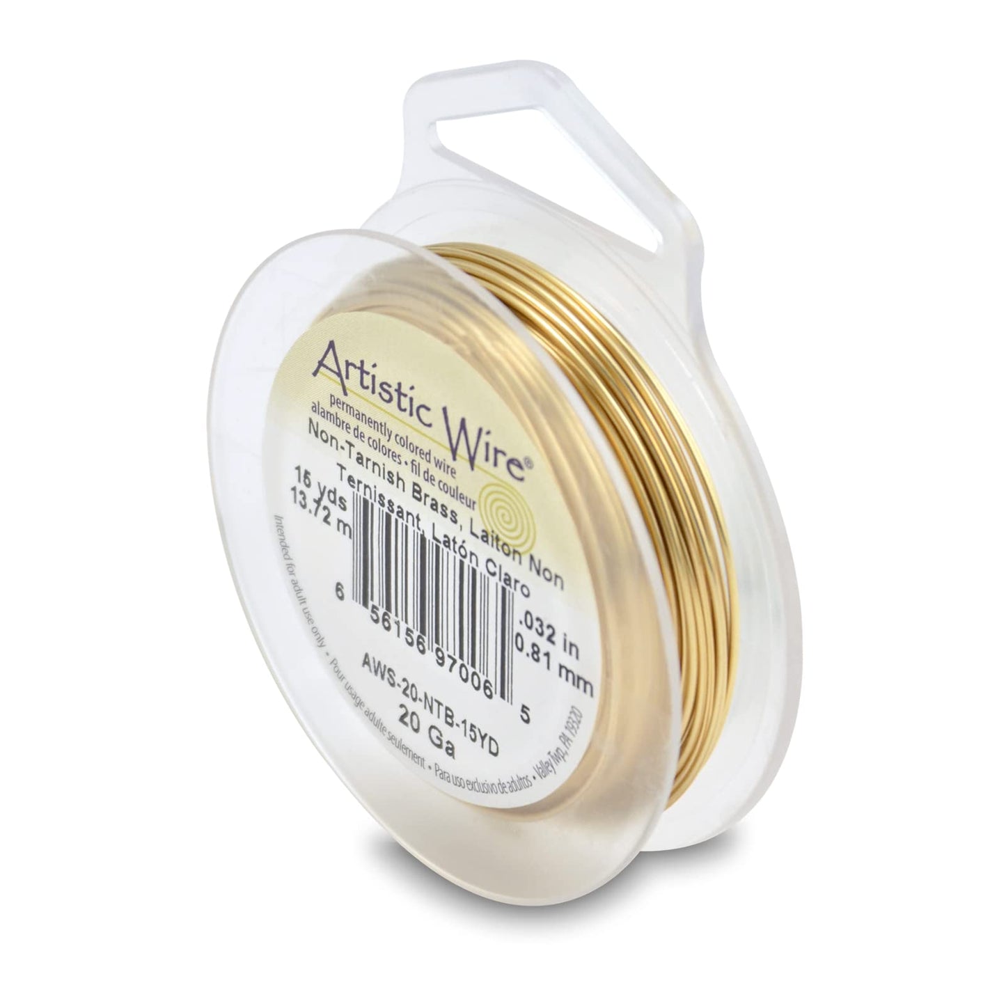Artistic Wire Craft Wire, 20 Gauge Non Tarnish Brass, 15 Yds