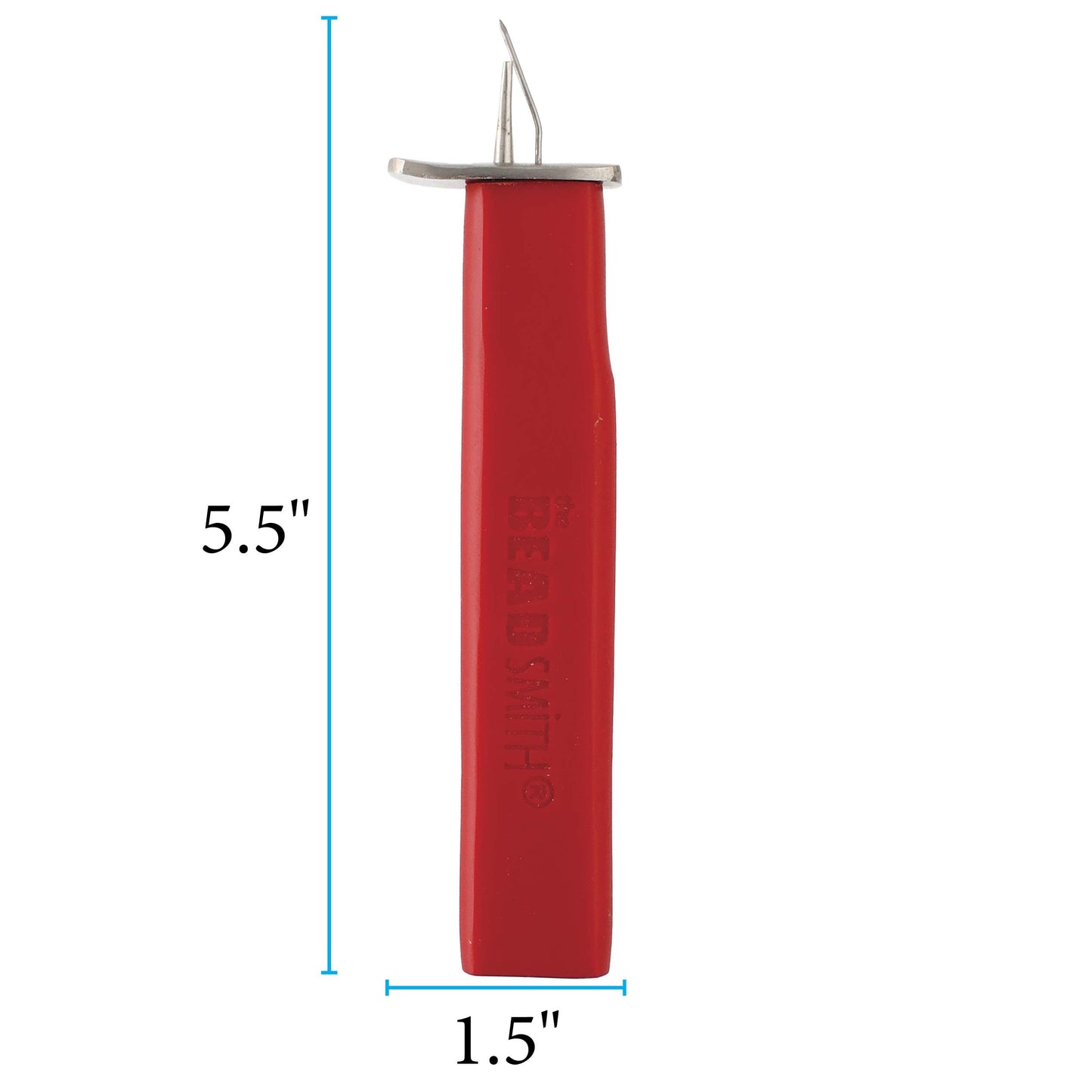 Beadsmith bead reamer with a red handle, dimensions 5.5 x 1.5 inches, jewelry making tool.