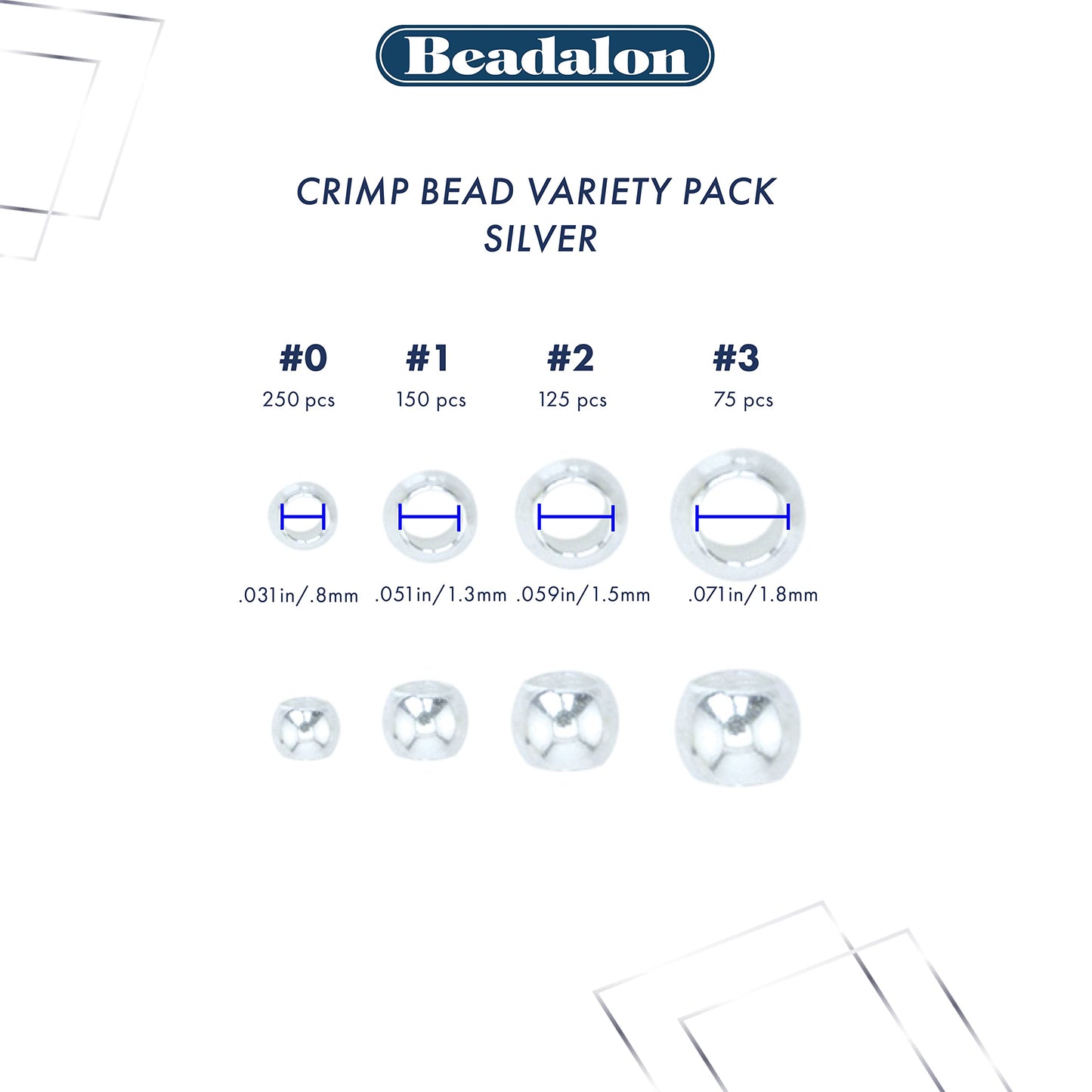 Beadalon 500-Piece Crimp Tube Variety Pack (305X-133)