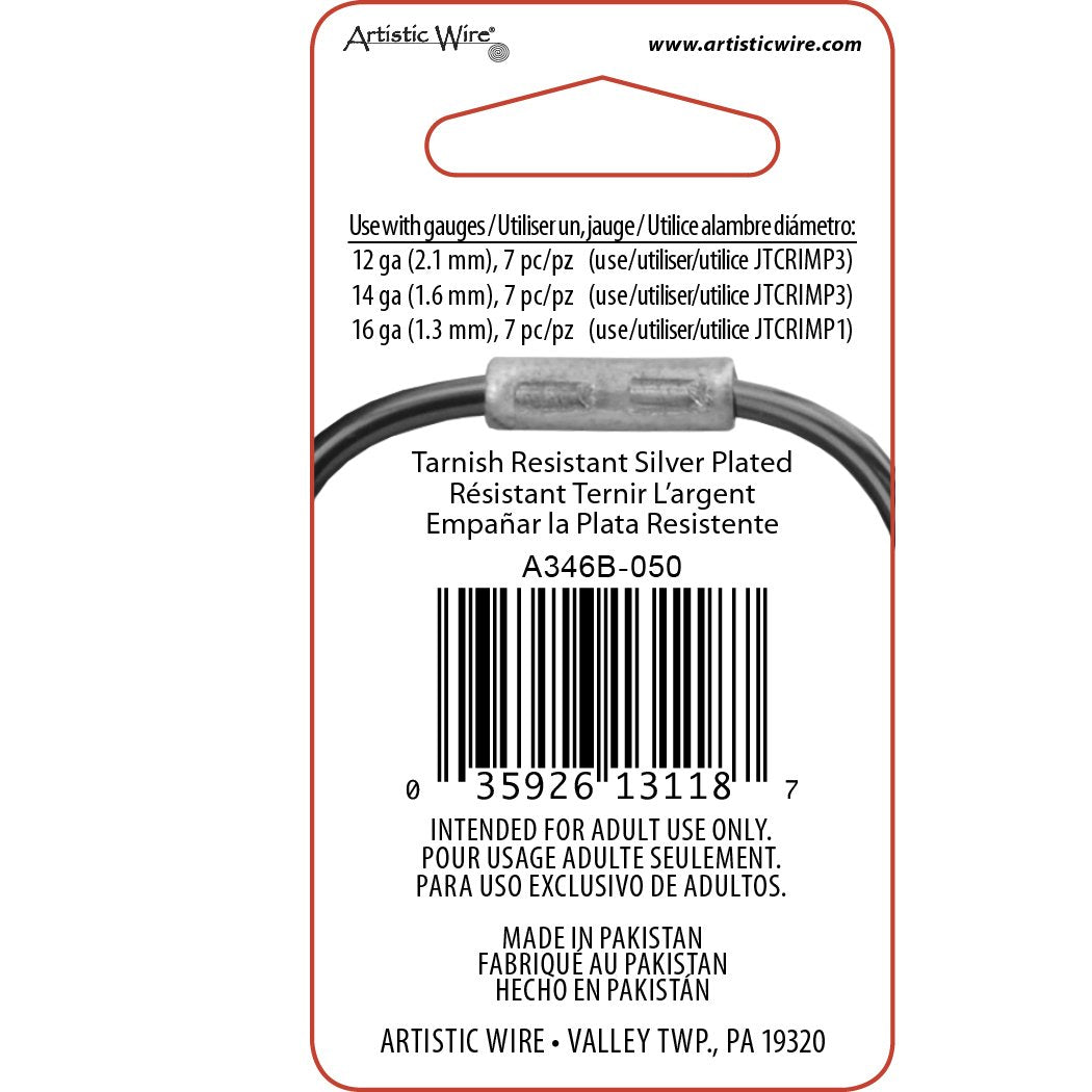 Artistic Wire Large Gauge Crimp Tubes Variety Pack, Tarnish Resistant Silver Plated, for 12, 14, 16 ga Wire, 21 pc