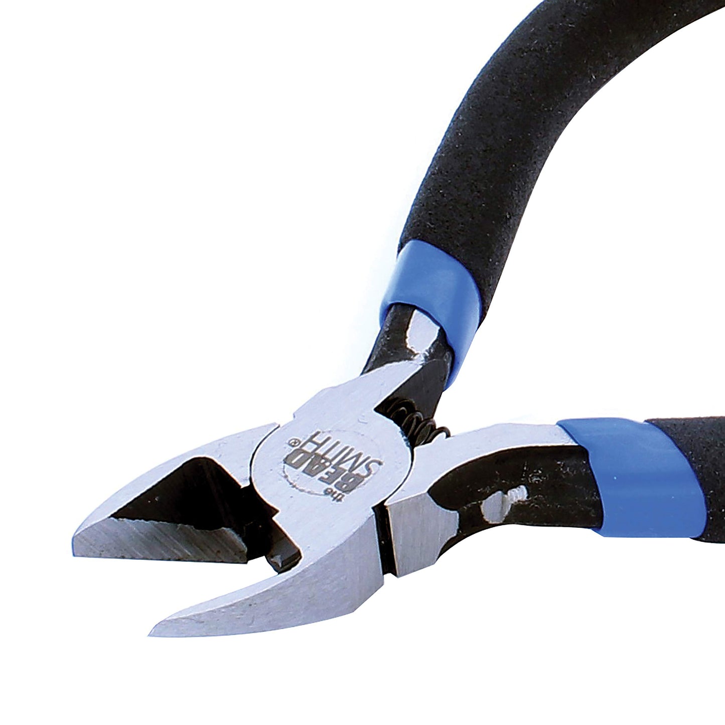 The Beadsmith EZ Cut Vanadium Steel Side Cutter, 4.5 inches (115mm), Blue and Black Cushion Grip, Spring Loaded Handle, Tool for Jewelry Making