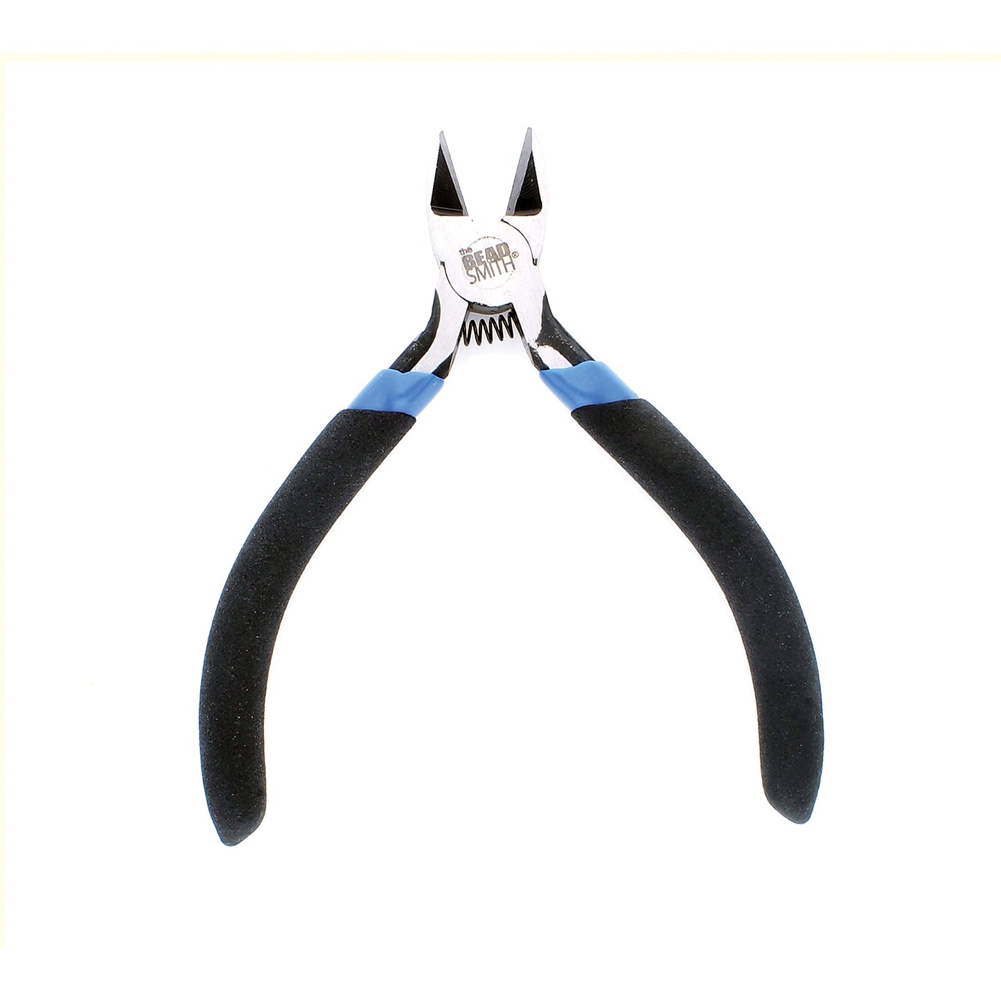 The Beadsmith EZ Cut Vanadium Steel Side Cutter, 4.5 inches (115mm), Blue and Black Cushion Grip, Spring Loaded Handle, Tool for Jewelry Making