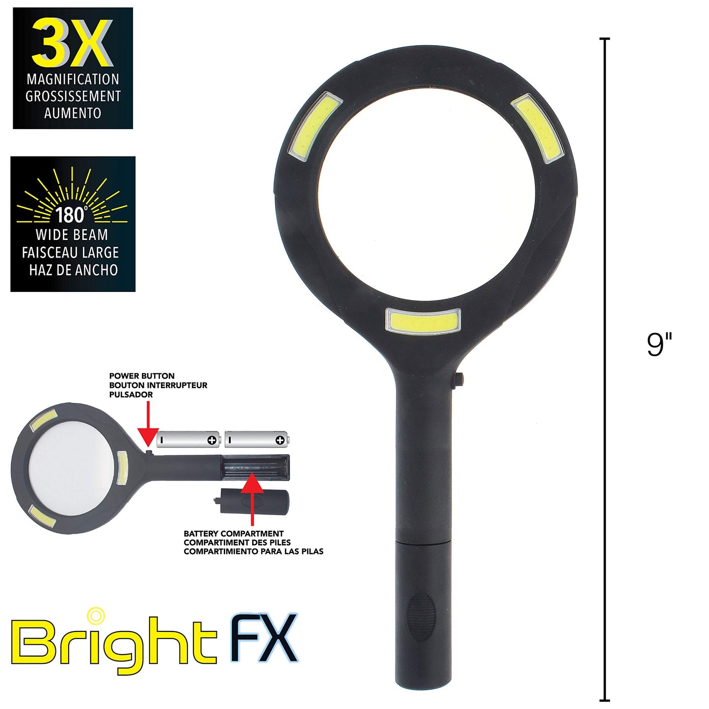 BEADSMITH Bright FX COB LED Magnifier LED Light, 3X Magnification, 180 Degree Wide Beam, Push Button Activation