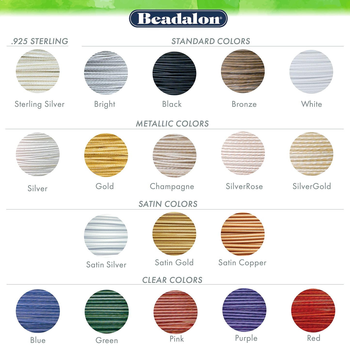 Beadalon JW03T-0 Bead Stringing Wire 7-Strand 0.018" (0.46 mm) 30 ft (9.1 m) Bright, Silver, 0,024" (0,61 mm)