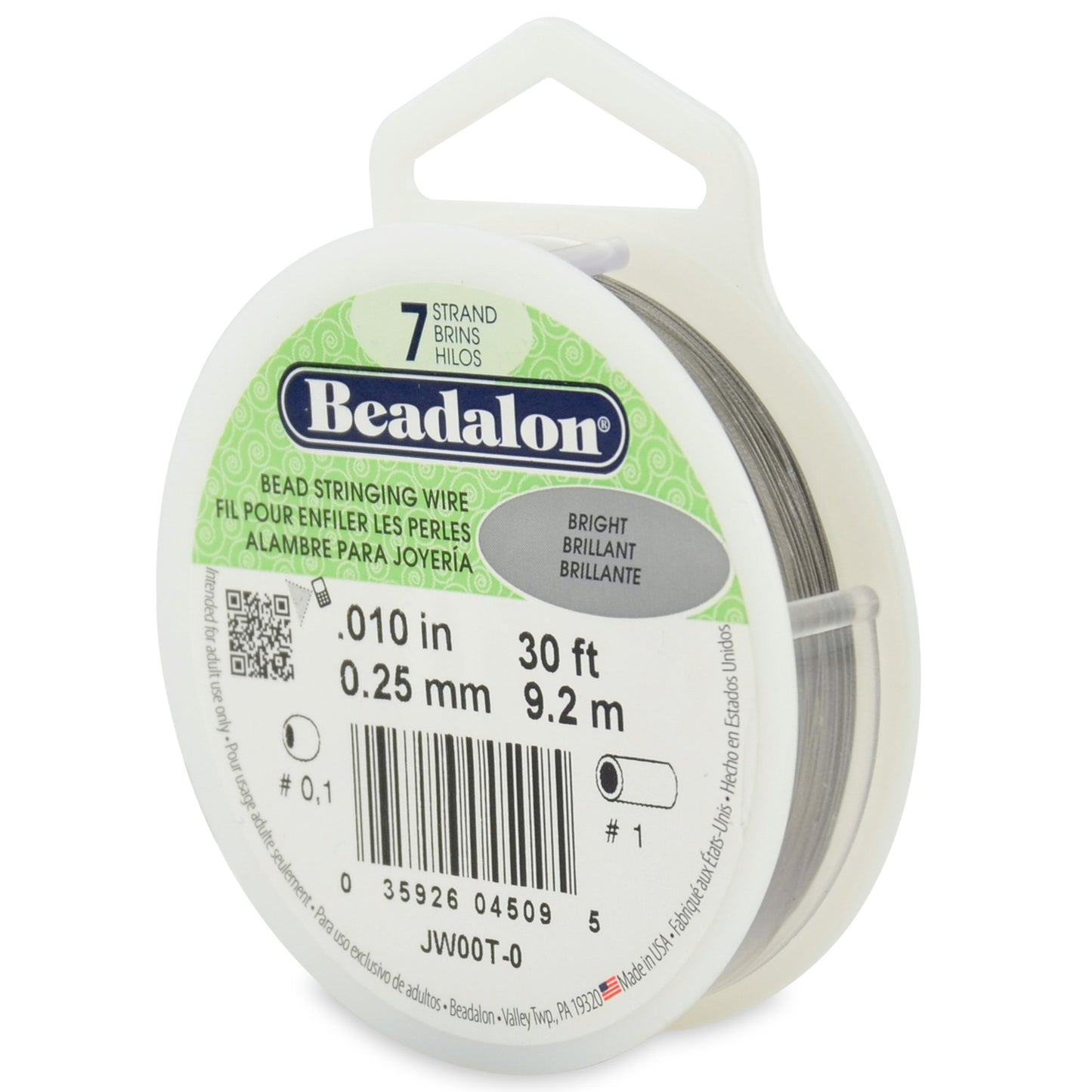 Beadalon 7 Beading Wire 0.010" (0.25mm) Bright