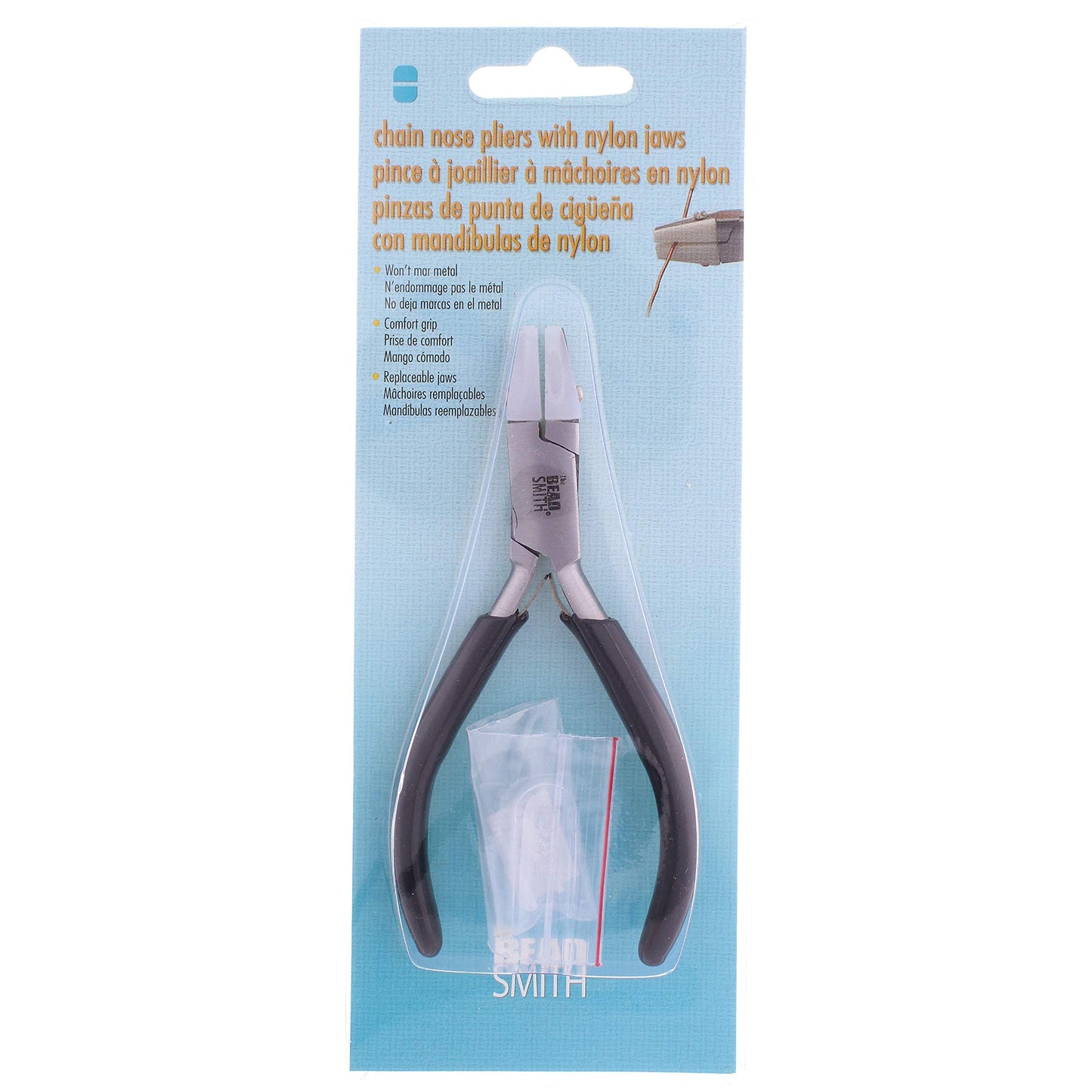 Beadsmith Double Nylon Jaw Chain Nose Pliers, 4.75 inches (120mm).