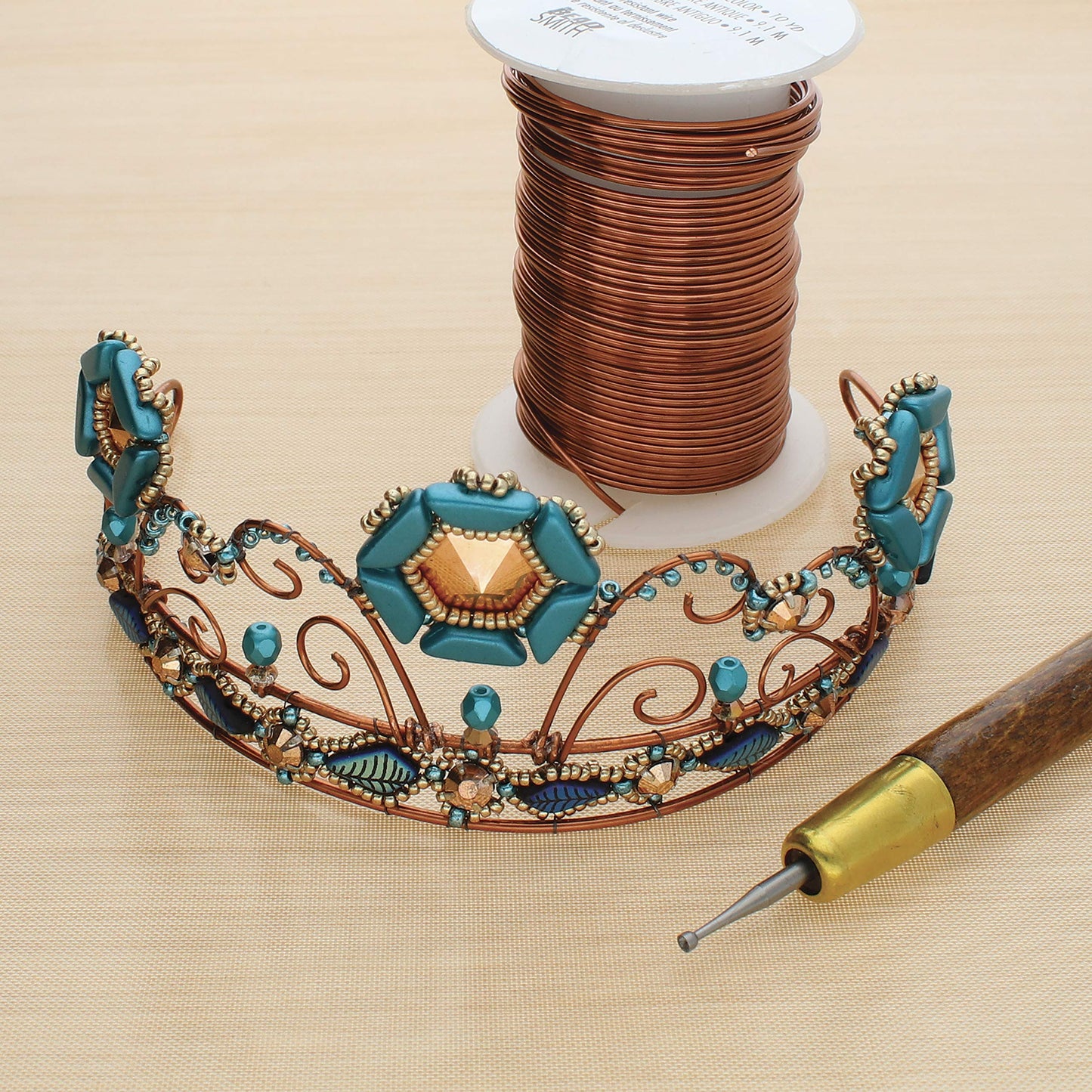 Round Your Wire Tool with 1.8mm Cup Bur, 5.25”, Wooden Handle, Smooth Wire and Shape Cut Ends of Beading Wire