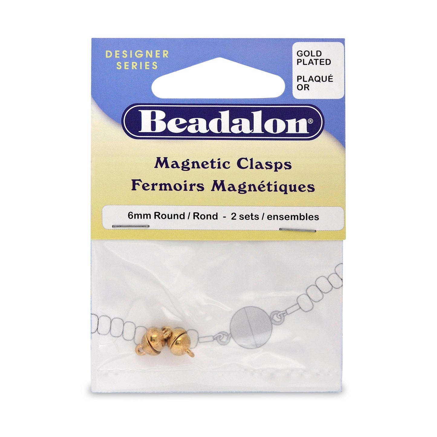 Beadalon Magnetic Clasps Round 6mm 2/Pkg-Gold-Plated