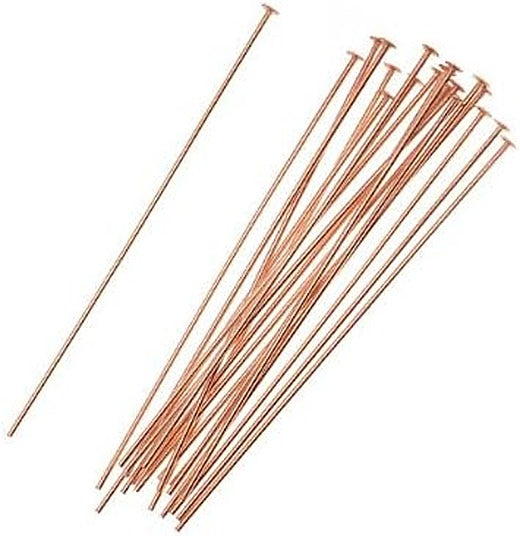 14K rose gold filled head pins, 1.5 inches, 24 gauge, pack of 20