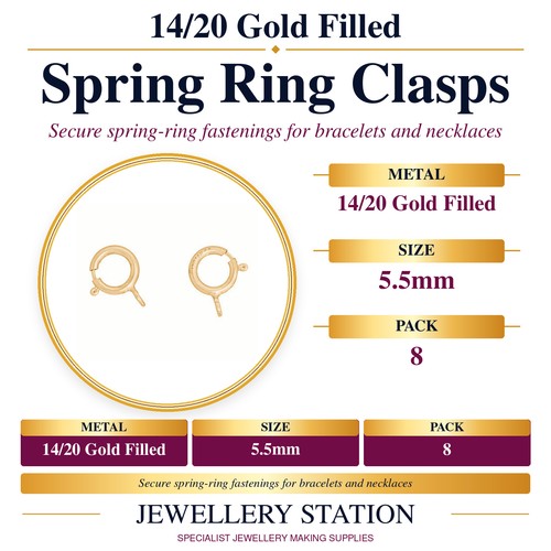 Specification guide: 14/20 gold filled spring ring clasps, 5.5mm, pack of 8