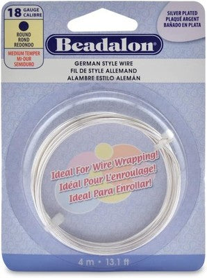 Beadalon German-Style Round Jewellery Wire - 18 Gauge / Silver-Plated / 4m