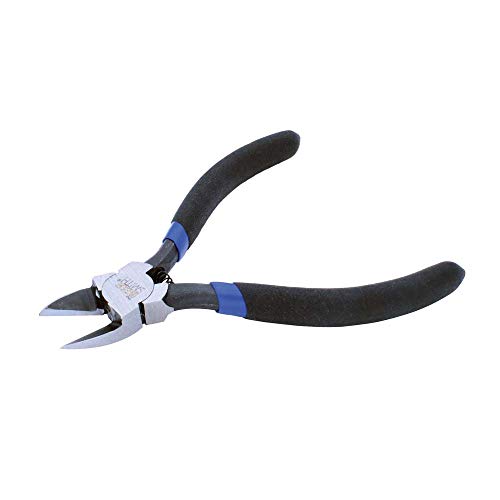 The Beadsmith EZ Cut Vanadium Steel Side Cutter, 4.5 inches (115mm), Blue and Black Cushion Grip, Spring Loaded