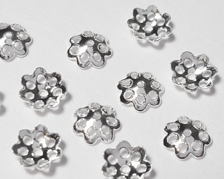 Sterling silver daisy bead cap, 5mm