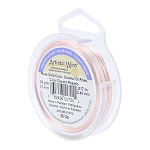Artistic Wire 26 Gauge Tarnish Resistant Silver Plated Coloured Copper Wire – 30yd Spool - Rose Gold