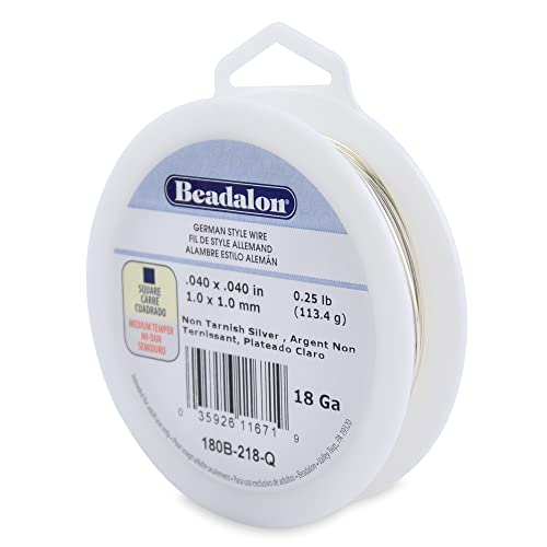 Beadalon German-Style Square Wire – 20 Gauge, Silver Plated