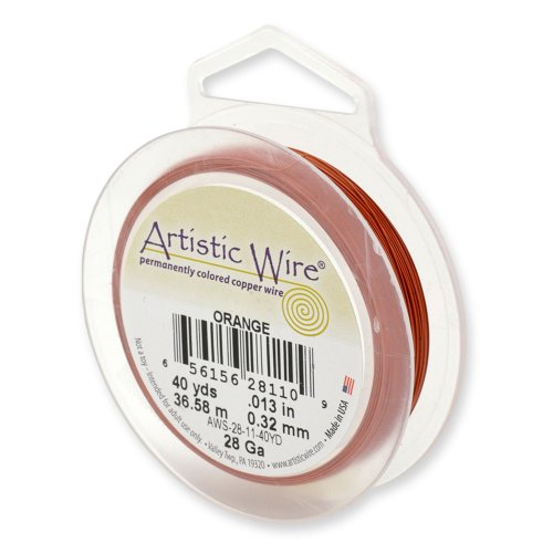 Artistic Wire 26 Gauge Tarnish Resistant Coloured Copper Wire – 30yd Spool - Orange