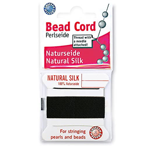Griffin Silk Bead Cord Black Size 2 – 2m with Needle