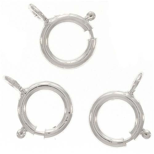Jewellery Station Sterling Spring Ring 10-Piece Round Clasps, 6mm, Silver