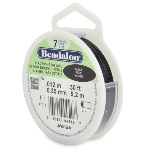 Beadalon 7 Strand Stainless Steel Bead Stringing Wire, 0.012 in / 0.30 mm, Bright, 30 ft / 9.2 m