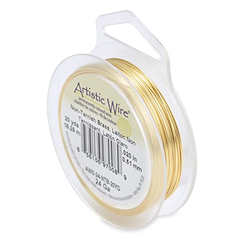 Artistic Wire 24 Gauge Tarnish Resistant Coloured Copper Wire - Non Tarnish Brass