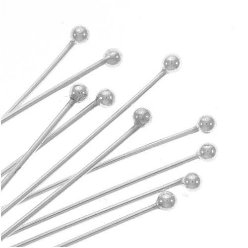 Jewellery Station Fancy Sterling Silver 1.5mm Ball Head Pins 24 Gauge 2 Inch (10)