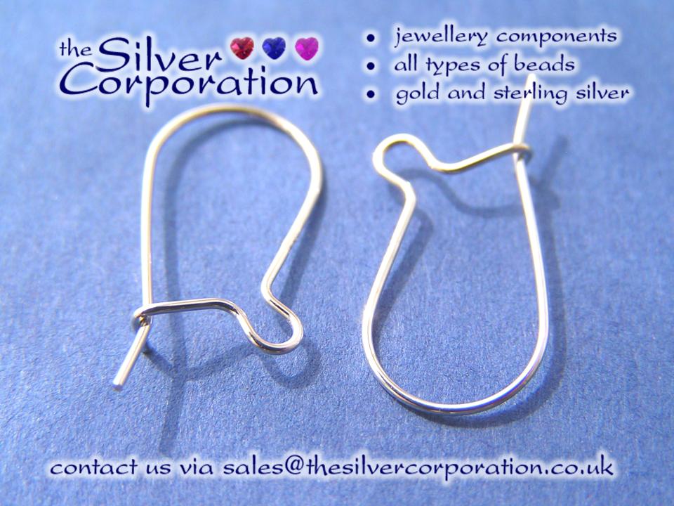 Sterling silver kidney ear wires, stamped 925