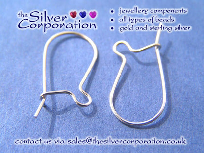 Sterling silver kidney ear wires, stamped 925