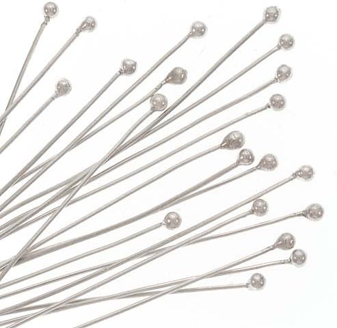 Jewellery Station Fancy Bali Sterling Silver Ball Head Pins 2" / 24ga (10 pcs)